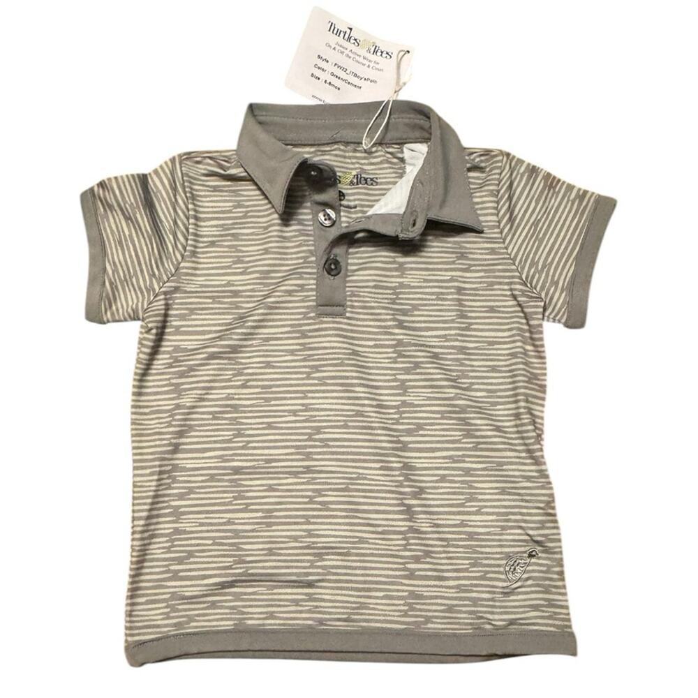 Turtles & Tees Striped Kids Polo Shirt Sz 6-9 m
